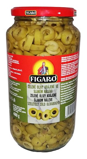 Figaro Zelené olivy krájené ve slaném nálevu 920g