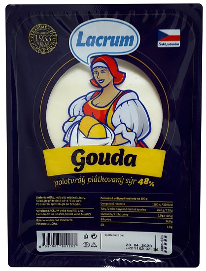 Lacrum sýr Gouda 48% plátkový 100g