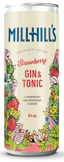 Millhill's Strawberry Gin Tonic 24x0,25l - plech