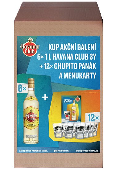 Set Havana 3y 37,5% 6x1l  + 12x Chupito panák