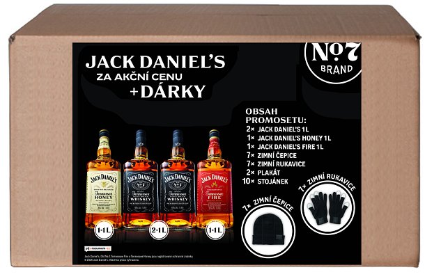 Jack Daniel's set 4x1l + čepice a rukavice