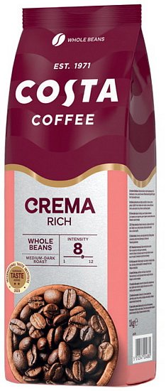 Costa Coffee Crema Rich Medium Roast zrnková káva 1kg