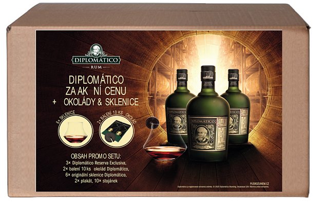 Diplomatico Reserva Exclusiva 3x0,7l + čokoláda a sklenice